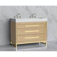 Madeli B865-48D-001-LC-NO-HP-PC - Vision 48D'' Free standing Vanity Cabinet in Natural Oak/HW: Handle & Feet Polished