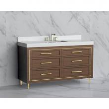 Madeli B865-60C-001-LR-BR-HR-PC - Vision 60C'' Free standing Vanity Cabinet in Brandy/HW: Handles/Feet Polished Chrome(PC)