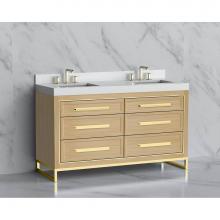 Madeli B865-60D-001-LC-NO-HP-PC - Vision 60D'' Free standing Vanity Cabinet in Natural Oak/HW: Handle & Feet Polished