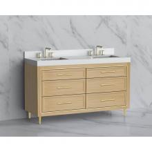 Madeli B865-60D-001-LR-NO-HR-PC - Vision 60D'' Free standing Vanity Cabinet in Natural Oak/HW: Handle & Feet Polished