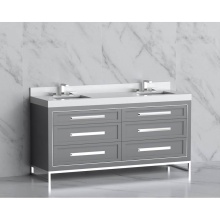 Madeli B865-72D-001-LC-TG-HP-PC - Vision 72D'' Free standing Vanity Cabinet in Studio Grey/HW: Handles/Feet Polished Chrom