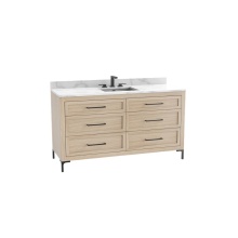 Madeli B866-60C-001-LY-NO-HY-PC - Vision SE 60C'' Free standing Vanity Cabinet in Natural Oak/HW: Handle & Feet Polish