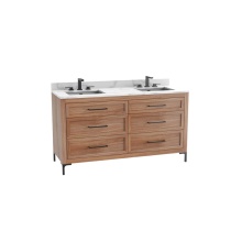 Madeli B866-60D-001-LY-NW-HY-PC - Vision SE 60D'' Free standing Vanity Cabinet in Natural Walnut/HW: Handle & Feet Pol