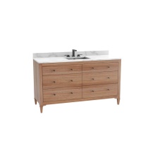 Madeli B870-60C-001-CL-NW-HK-PC - Legacy 60C'' Free standing Vanity Cabinet in Natural Walnut/HW: Polished Chrome(PC)