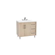 Madeli B890-36-001-LR-NO-HR-PC - Homage 36'' Free Standing Vanity Cabinet in Natural Oak/HW: Polished Chrome(PC)