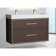 Madeli B455-48D-002-WA-HY-PC - Edge 48D'' Wall hung Vanity Cabinet in Walnut/HW: Handles Polished Chrome(PC)
