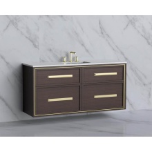 Madeli B455-60C-002-WA-HP-PC - Edge 60C'' Wall hung Vanity Cabinet in Walnut/HW: Handles Polished Chrome(PC)
