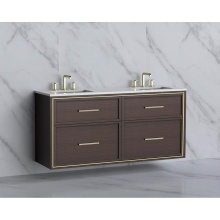 Madeli B455-60D-002-WA-HY-PC - Edge 60D'' Wall hung Vanity Cabinet in Walnut/HW: Handles Polished Chrome(PC)