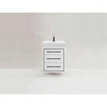Madeli B850-24-002-WH-H9-PC - Villa 24'' Wall hung  Vanity Cabinet in White /HW: Polished Chrome(PC)