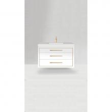 Madeli B850-48C-002-WH-NP-PC - Villa 48C'' Wall hung  Vanity Cabinet in White /HW: No handles - Inlay in Polished Chrom