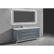 Madeli B860-60C-001-LC-TG-H9 -PC - Estate 60C'' Free Standing Vanity Cabinet in Studio Grey/HW: Polished Chrome(PC)