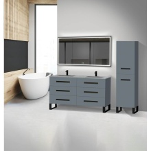 Madeli B830-60D-001-LS-TG-NP-PC - Icon 60D'' Free standing Vanity Cabinet in Studio Grey/HW: Polished Chrome(PC)