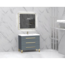 Madeli B830-36-001-LL-TG-HP-PC - Icon 36'' Free standing Vanity Cabinet in Studio Grey/HW: Polished Chrome(PC)