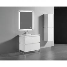 Madeli B600-36-001-LC-WH-PC - Metro 36'' Free Standing  Vanity Cabinet in  White/HW: Polished Chrome(PC)