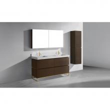 Madeli B600-60D-001-LC-WA-PC - Metro 60D'' Free Standing  Vanity Cabinet in  Walnut/HW: Polished Chrome(PC)