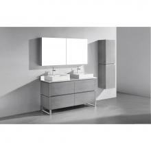 Madeli B600-60D-001-LS-AG-PC - Metro 60D'' Free Standing  Vanity Cabinet in Ash Grey/HW: Polished Chrome(PC)