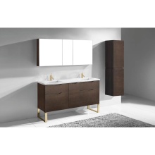 Madeli B200-60D-021-LS-WA-PC - Milano 60D'' Free Standing Vanity Cabinet Walnut/HW: Polished Chrome(PC)