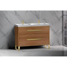 Madeli B460-48D-001-LS-NW-NP-PC - Pinnacle  48D'' Free Standing Vanity Cabinet in Natural Walnut/HW:  Polished Chrome(PC)