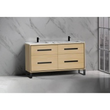 Madeli B460-60D-001-LS-NO-HP-PC - Pinnacle  60D'' Free Standing Vanity Cabinet in Natural Oak/HW:  Polished Chrome(PC)