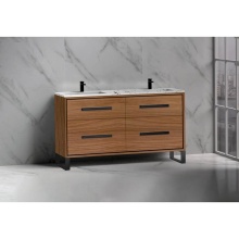 Madeli B460-60D-001-LS-NW-HP-PC - Pinnacle  60D'' Free Standing Vanity Cabinet in Natural Walnut/HW:  Polished Chrome(PC)