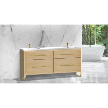 Madeli B460-72D-001-LS-NO-NP-PC - Pinnacle  72D'' Free Standing Vanity Cabinet in Natural Oak/HW:  Polished Chrome(PC)