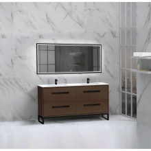 Madeli B460-60D-001-LC-WA-HP-PC - Pinnacle  60D'' Free Standing Vanity Cabinet in Walnut/HW:  Polished Chrome(PC)