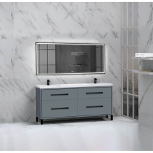 Madeli B460-72D-001-LL-TG-HP-PC - Pinnacle  72D'' Free Standing Vanity Cabinet in Studio Grey/HW:  Polished Chrome(PC)