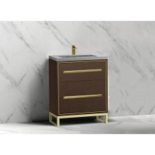 Madeli B460-24-001-LC-WA-HP-PC - Pinnacle  24'' Free Standing Vanity Cabinet in Walnut/HW:  Polished Chrome(PC)