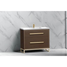 Madeli B460-36-001-LC-WA-NP-PC - Pinnacle  36'' Free Standing Vanity Cabinet in Walnut/HW:  Polished Chrome(PC)