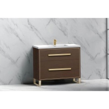 Madeli B460-36-001-LS-WA-NP-PC - Pinnacle  36'' Free Standing Vanity Cabinet in Walnut/HW:  Polished Chrome(PC)