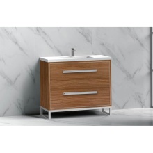 Madeli B460-36-001-LC-NW-HP-PC - Pinnacle  36'' Free Standing Vanity Cabinet in Natural Walnut/HW:  Polished Chrome(PC)