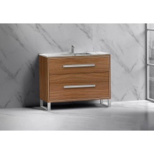 Madeli B460-42-001-LS-NW-NP-PC - Pinnacle  42'' Free Standing Vanity Cabinet in Natural Walnut/HW:  Polished Chrome(PC)