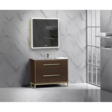 Madeli B460-42-001-LC-WA-HP-PC - Pinnacle  42'' Free Standing Vanity Cabinet in Walnut/HW:  Polished Chrome(PC)