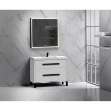 Madeli B460-42-001-LL-WH-HP-PC - Pinnacle  42'' Free Standing Vanity Cabinet in White/HW:  Polished Chrome(PC)