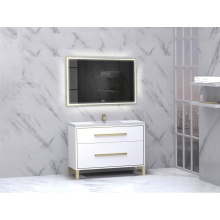 Madeli B460-48C-001-LL-WH-NP-PC - Pinnacle  48C'' Free Standing Vanity Cabinet in White/HW:  Polished Chrome(PC)