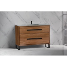 Madeli B460-48C-001-LS-NW-HP-PC - Pinnacle  48C'' Free Standing Vanity Cabinet in Natural Walnut/HW:  Polished Chrome(PC)