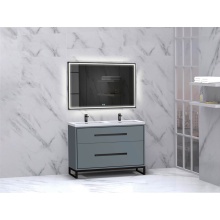 Madeli B460-48D-001-LC-TG-HP-PC - Pinnacle  48D'' Free Standing Vanity Cabinet in Studio Grey/HW:  Polished Chrome(PC)