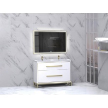 Madeli B460-48D-001-LC-WH-NP-PC - Pinnacle  48D'' Free Standing Vanity Cabinet in White/HW:  Polished Chrome(PC)