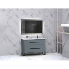 Madeli B460-48D-001-LS-TG-NP-PC - Pinnacle  48D'' Free Standing Vanity Cabinet in Studio Grey/HW:  Polished Chrome(PC)