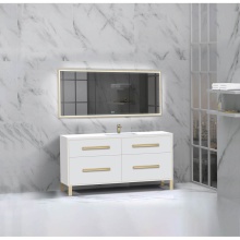 Madeli B460-60C-001-LL-WH-HP-PC - Pinnacle  60C'' Free Standing Vanity Cabinet in White/HW:  Polished Chrome(PC)