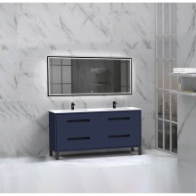 Madeli B460-60D-001-LL-SA-HP-PC - Pinnacle  60D'' Free Standing Vanity Cabinet in Sapphire/HW:  Polished Chrome(PC)