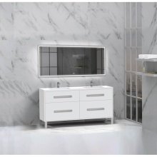 Madeli B460-60D-001-LL-WH-NP-PC - Pinnacle  60D'' Free Standing Vanity Cabinet in White/HW:  Polished Chrome(PC)