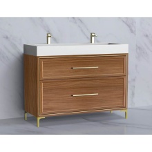 Madeli B465-48D-001-LY-NW-HY-PC - Profile 48D'' Free standing Vanity Cabinet in Natural Walnut/HW: Polished Chrome(PC)
