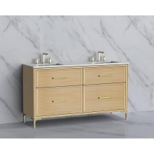 Madeli B465-60D-001-LY-NO-HY-PC - Profile 60D'' Free standing Vanity Cabinet in Natural Oak/HW: Polished Chrome(PC)