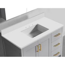 Madeli QST2208-42-130-WH - Quartzstone Countertop,  42'' x 18'' x 3/4'', 8'' Widespre