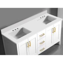 Madeli QST2208-60-230-WH - Quartzstone Countertop,  60'' x 18'' x 3/4'', Double Basin,  8'