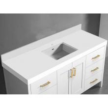 Madeli QSV2230-60-110-WH - Quartzstone Countertop,  60'' x 22'' x 3'', Single Basin,  Single Fa