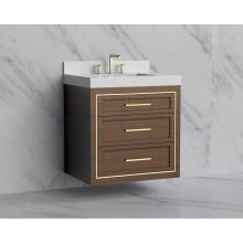 Madeli B855-30-002-BR-HY-PC - Renaissance 30'' Wall hung Vanity Cabinet in Brandy/HW: Handles Polished Chrome(PC)