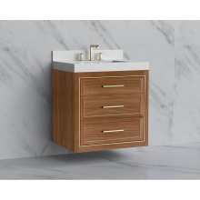 Madeli B855-30-002-NW-HY-PN - Renaissance 30'' Wall hung Vanity Cabinet in Natural Walnut/HW: Handles Polished Nickel(