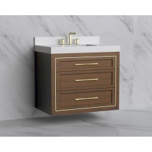 Madeli B855-36-002-BR-HR-SB - Renaissance 36'' Wall hung Vanity Cabinet in Brandy/HW: Handles Satin Brass(SB)